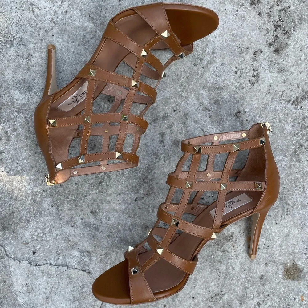 Valentino Rockstud Caged Gladiator Stiletto Sandals, size 38.5 - Picture 4 of 11